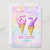Invitation J'avais 6 ans maintenant 7 ans Cône de glace d'ann (Devant)