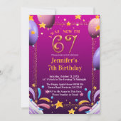 Invitation J'avais 6 ans maintenant j'ai 7 ans Anniversaire p (Devant)