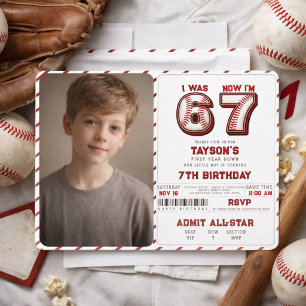 Invitation J'avais 6 ans, maintenant j'ai 7 ans – Baseball 7e