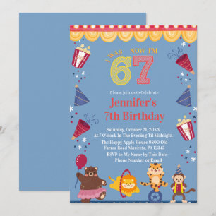 Invitation J'avais 6 ans maintenant j'ai 7 ans Cirque 7ème an