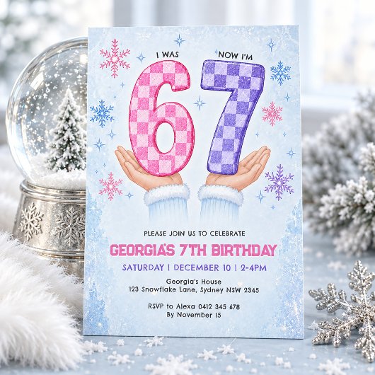 Invitation J'avais 6 ans maintenant j'ai 7 ans : Flocon de ne