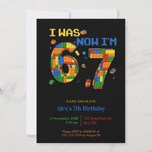 Invitation J'avais 6 ans maintenant j'ai 7 ans garçon anniver