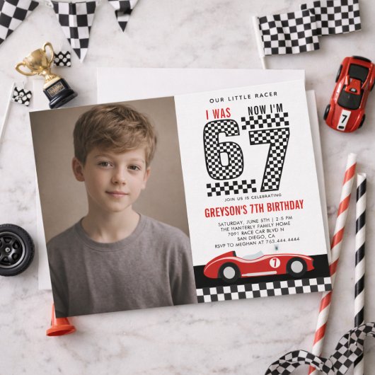 Invitation J'avais 6 ans maintenant j'ai 7 ans garçon de voit