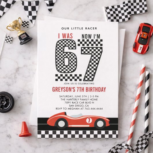 Invitation J'avais 6 ans maintenant j'ai 7 ans garçon de voit
