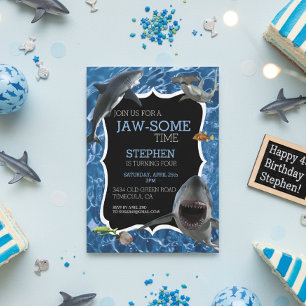Invitation Jaw-Il Temps Grand Requin Blanc Anniversaire