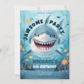 Invitation Jawsome de requin garçons sous la mer Anniversaire (Devant)