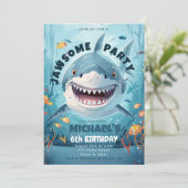 Invitation Jawsome de requin garçons sous la mer Anniversaire (Debout devant)
