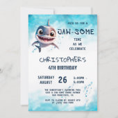 Invitation Jawsome de requin sous la mer fête d'anniversaire (Devant)