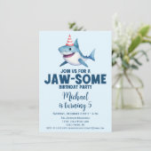 Invitation Jawsome Under the Sea Cute Shark Anniversaire (Debout devant)