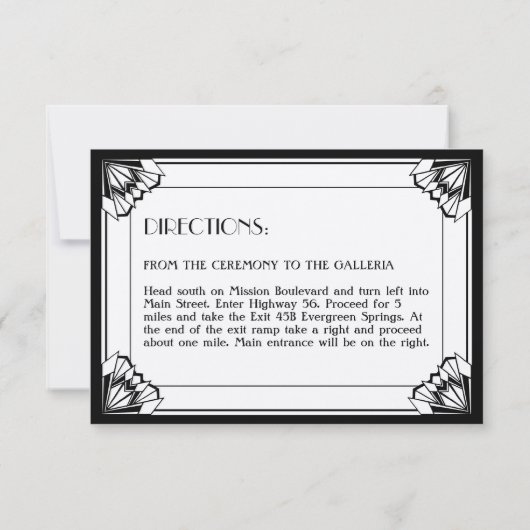 Invitation Jazz age noir art déco mariage réception (Dos)