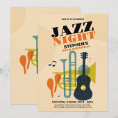 Invitation Jazz Anniversaire Musique Hommes Femmes (Devant / Derrière)