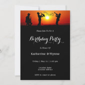 Invitation Jazz Band Silhouette Orange Sunset Anniversaire (Devant)