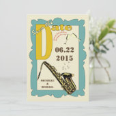Invitation Jazz de style vintage, enregistrez la date (Debout devant)