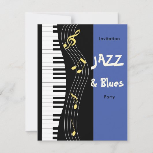 Invitation Jazz Et Blues Thématique Anniversaire Fête Invitat (Devant)