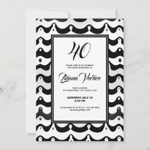 Invitation Jazzy Black & White Wavy Zebra Stripes