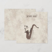Invitation Jazzy Java-Grains de Café-Saxophone- (Devant / Derrière)