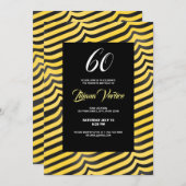 Invitation Jazzy mignonne Bumblebee rayé noir et jaune (Devant / Derrière)