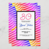 Invitation Jazzy Trippy Psychedelic Tropical Stripey Motif (Devant / Derrière)