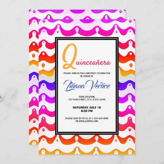 Invitation Jazzy Tropical Psychedelic Wavy (Devant / Derrière)