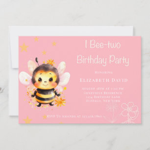 Invitation Je Bee-Two Fille Anniversaire