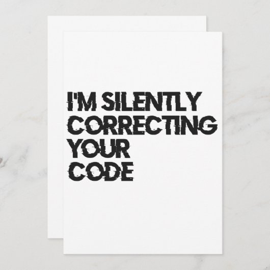 Invitation Je corrige silencieusement votre code Drôle Progra (Devant / Derrière)