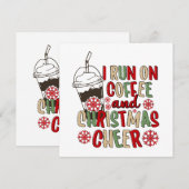 Invitation Je cours sur le café et la fête de Noël (Devant / Derrière)