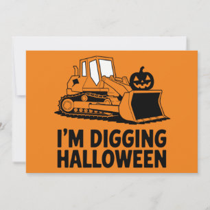 Invitation Je creuse Halloween Citrouille Tracteur Visage enf