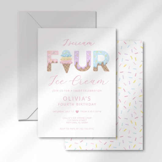 Invitation Je crie pour une fête d'anniversaire glace à quatr