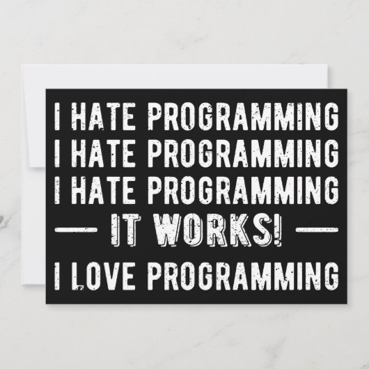 Invitation Je déteste la programmation - Drôle programmeur II (Devant)