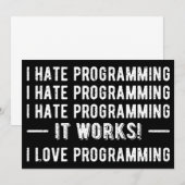 Invitation Je déteste la programmation - Drôle programmeur II (Devant / Derrière)