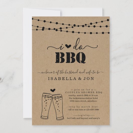 Invitation Je Dis Oui au BBQ Bière Couple Mariage Enterrement (Devant)