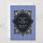 Invitation JE FAIS BARBECUE BBBQ Bleu Blanc À damiers Fiançai (Dos)