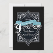 Invitation JE FAIS BARBECUE BBQ Élégant Fiançailles noir et b (Devant)