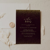 Invitation Je fais BBQ Burgundy Gold Parties scintillant Enga