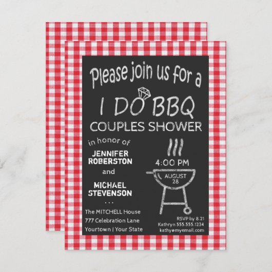 Invitation Je fais BBQ Chalkboard Couples Douche (Devant / Derrière)
