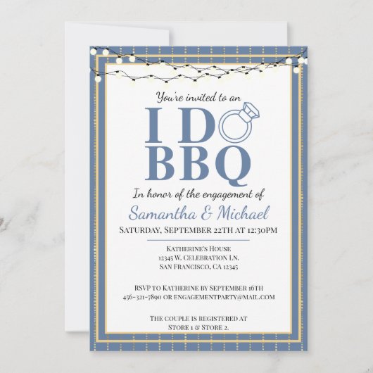 Invitation Je fais BBQ Couples de douche Partie d'engagement (Devant)