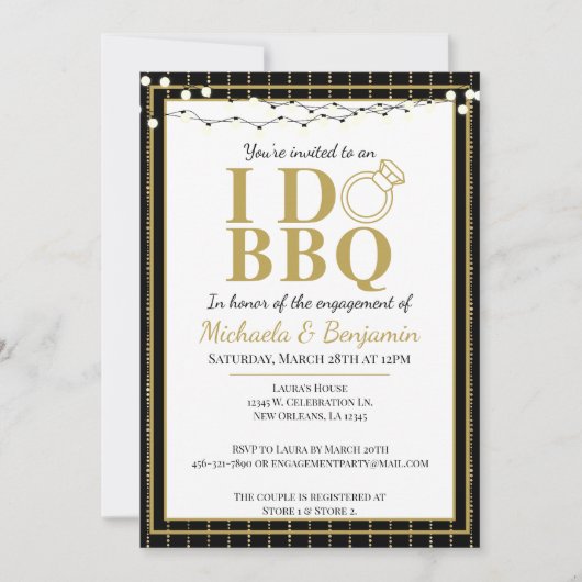 Invitation Je fais BBQ Couples de douche Partie d'engagement (Devant)