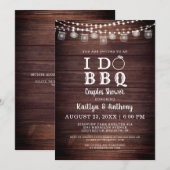 Invitation JE FAIS BBQ Couples Douche Bois Mason Jar Lumières (Devant / Derrière)