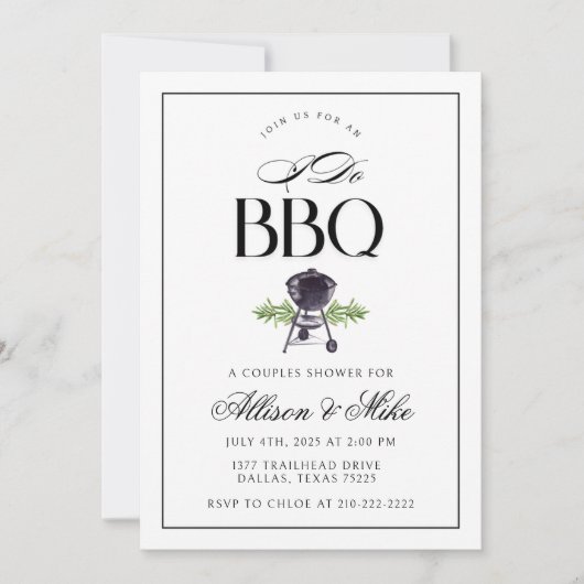 Invitation Je fais BBQ Couples Douche Invitation, Grill & Chi (Devant)