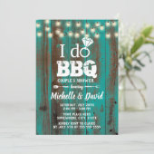 Invitation Je FAIS BBQ Couples Douche Rustique Turquoise Gran (Debout devant)