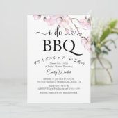 Invitation Je fais BBQ Fête des mariées cerisier fleurs rose (Debout devant)