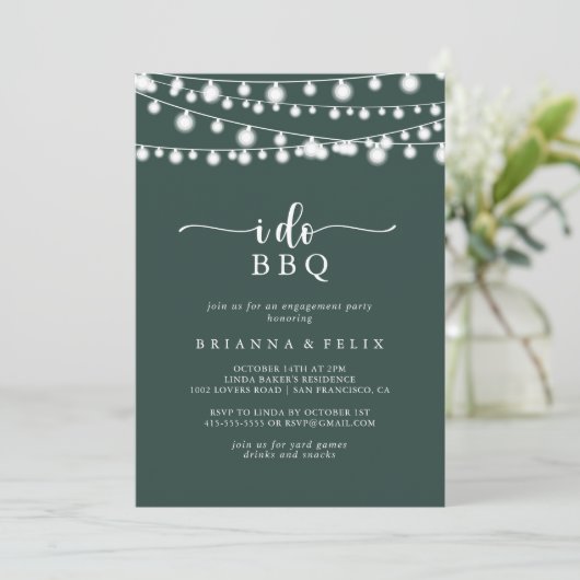 Invitation Je fais BBQ Green Lights (Debout devant)