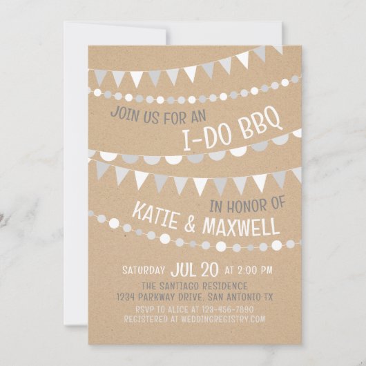 Invitation Je fais BBQ Kraft Couples nuptiale Douche Invitati (Devant)
