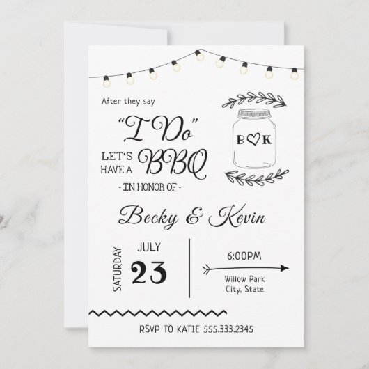 Invitation Je fais BBQ Mariage Réception (Devant)