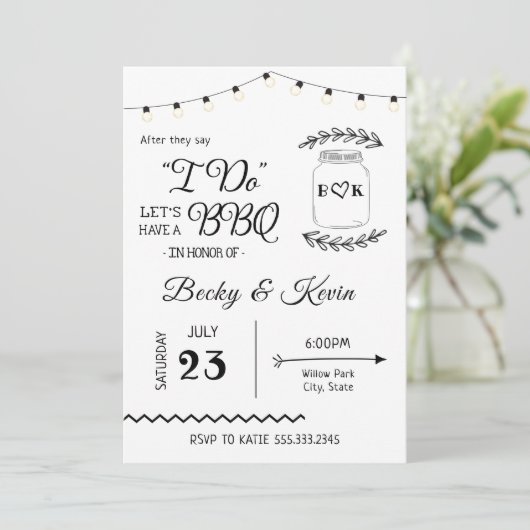 Invitation Je fais BBQ Mariage Réception (Debout devant)