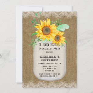 Invitation Je fais BBQ Mason Jar Sunflowers