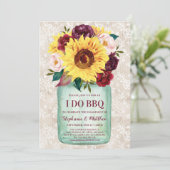 Invitation Je fais BBQ Mason Jar Sunflowers Fiançailles (Debout devant)