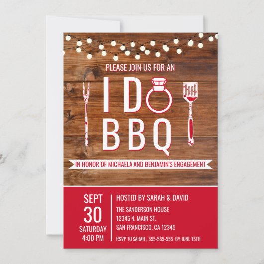Invitation Je fais BBQ Rustic Engagement Partie Couples Douch (Devant)
