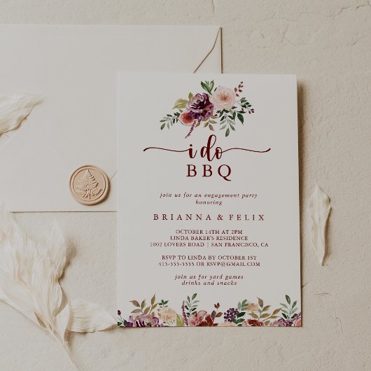 Invitation Je fais BBQ Rustic Summer Floral Engagement Party