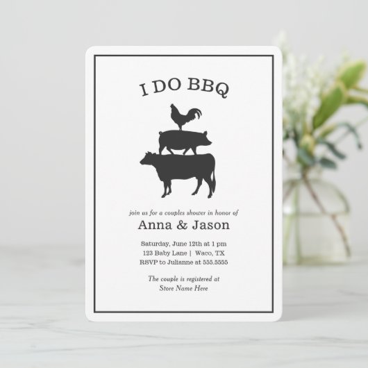 Invitation Je fais BBQ Rustique Couples Wedding shower (Debout devant)
